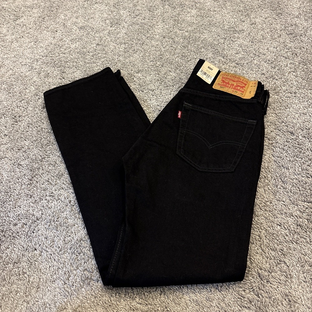 NEW Levi's 501 Jeans Women 29x32 Black Straight Leg Button Fly Cotton Distressed
